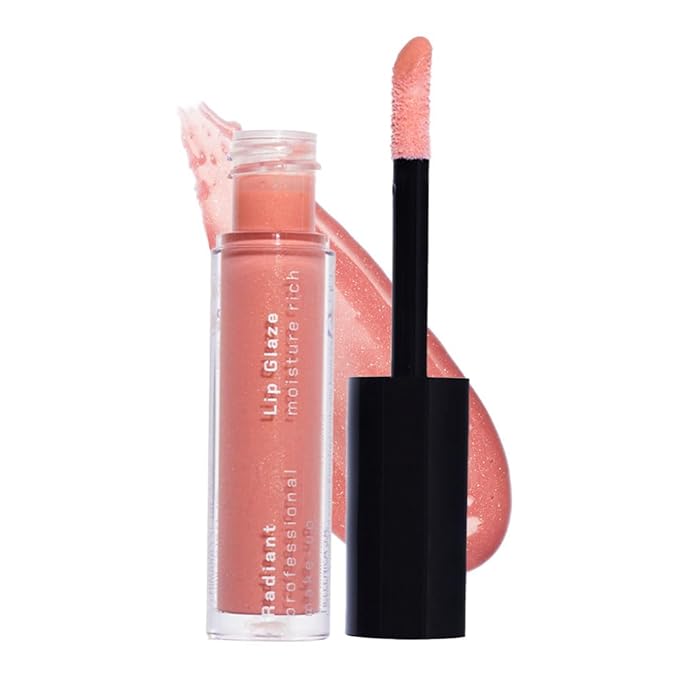 Radiant Professional Lip Glaze (15 Shades) - Ultra-Glossy, Non-Sticky & Long-Lasting Lip Gloss for Women - High Shine Hydration - Vegan & Moisturizing for Soft, Nourished Lips - (04 - PEACH SPARKLE)