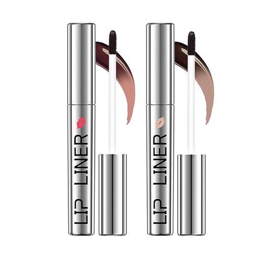 2PC Pipe-off lip liner stain,light brown/dark brown/burgundy long-lasting,line tattoo high-color Tint,Smudge-Proof,Waterproof,Nude Matte Tint,Non-Fading, Full Coverage(#1+#2)