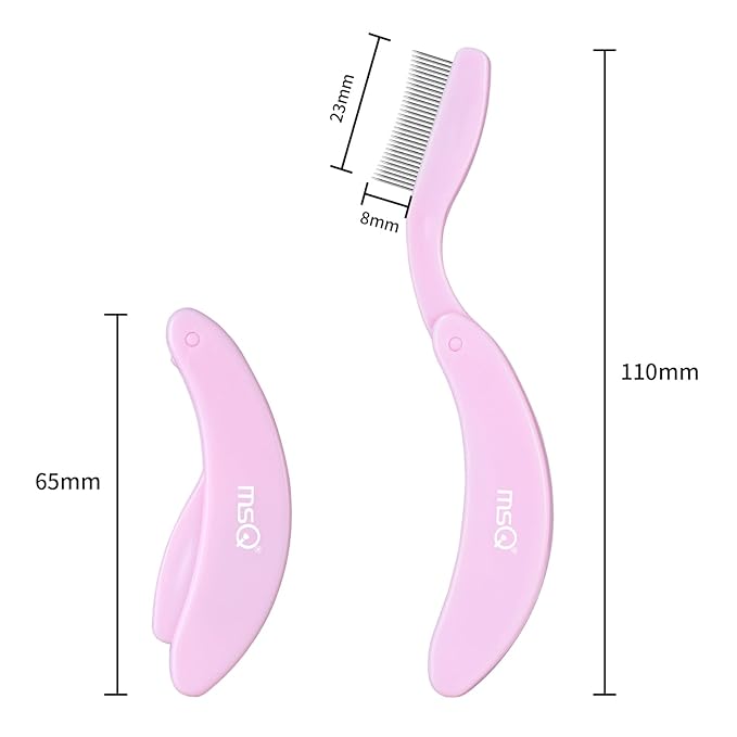 Eyelash Comb MSQ Eyelash Separator Tool Eyelash Comb Separator Folding Eyelash Brush Separator Lash Comb for Eyelash Makeup Brush (Pink)