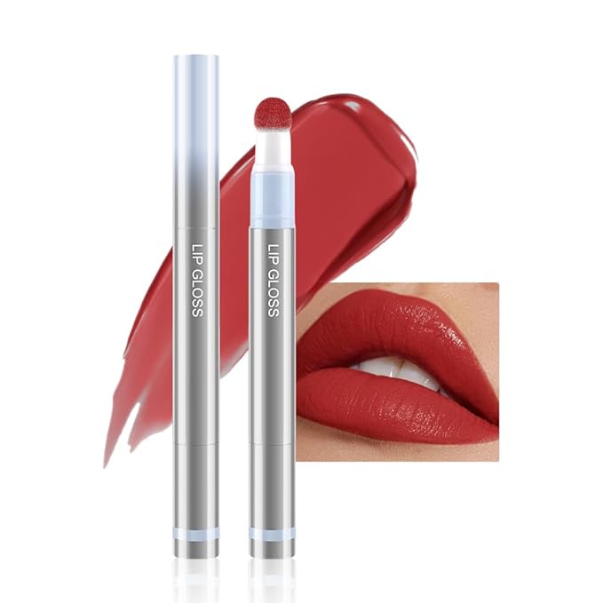 Cushion Lip Gloss Matte Lip Tint – Long-Lasting Lightweight Color, Soft Plush Applicator for Gradient Blurred Lips, Non-Sticky Velvet Finish Hydrating Lip Stain 03#–Brick Red