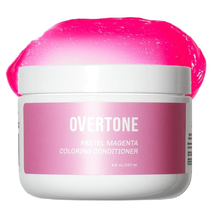 Overtone Semi Permanent Hair Color Conditioner, Pastel Magenta is Magenta Morning, 8 oz, Nourishing, Damage-Free, Color Depositing Mask for All Hair Types with Shea Butter & Coconut Oil, Vegan