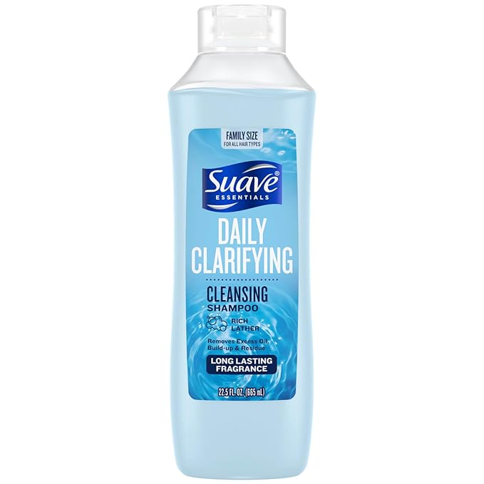 Suave Clarifying Shampoo, Family-Size – pH-Balanced & Hypoallergenic Daily Deep Cleansing Shampoo for Normal to Oily Hair, 22.5 Oz
