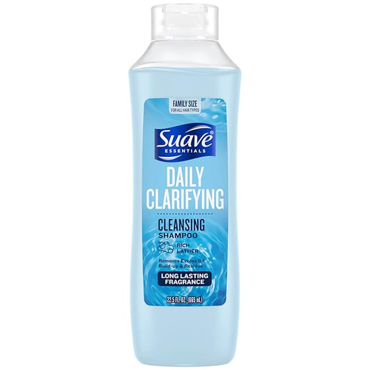 Suave Clarifying Shampoo, Family-Size – pH-Balanced & Hypoallergenic Daily Deep Cleansing Shampoo for Normal to Oily Hair, 22.5 Oz
