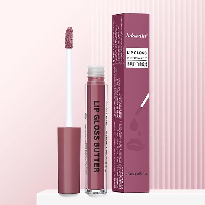 2Pcs Brown Nourishing Lip plumper Gloss, Long Wear Hydration Mini Liquid Lipstick Makeup, Moisturizing High Shine Lip Glow Oil Fresh Lightweight Glossy Plumping Lip Gloss for Women (01+04)