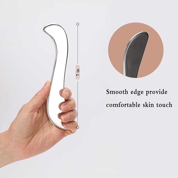 Stainless Steel Gua Sha, Metal Guasha Scraping Tool, Muscle Scraper for Deep Tissue/Fascia/Face/Scar, IASTM Tool for Body Plane, Therapy Massage Tools for Body Shaping