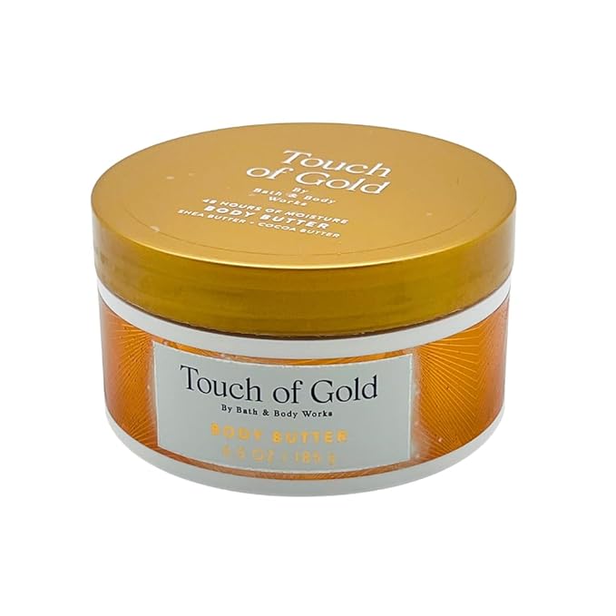 Bath & Body Works Golden Bundle 3-Pack Body Butter Gift Set – In The Stars Glowtion, Touch of Gold & Warm Vanilla Sugar 6.5 oz each with 30-Inch Metallic Gold & Silver Striped Bow for Holidays