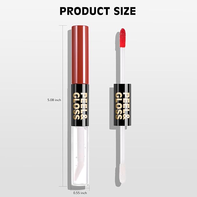 Lip Stain Peel Off Lip Oil 2 in 1 Combo Set, Brown Long Lasting Tattoo Lip Liner Stain, Transfer-Proof Lip Tint Matte Finish Moisturizing Lip Gloss for Women Daily Makeup, Easy to Apply