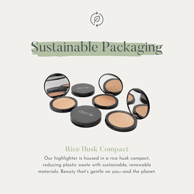 dome BEAUTY Luminary Glow Powder Highlighter - Hydrating Face Highlighter for Radiant Glow, Lightweight and Buildable Highlighter Makeup Powder, Clean Beauty Formula, Vegan and Cruelty-Free