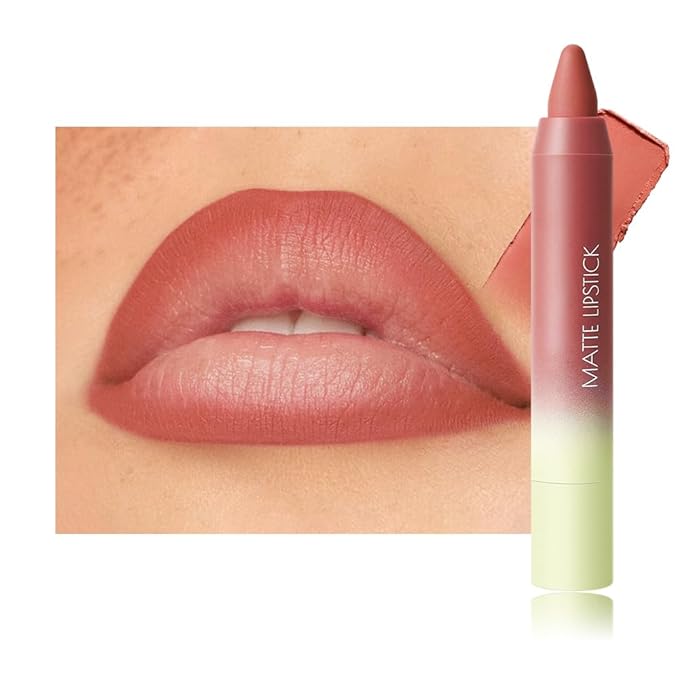 BINGBRUSH 2in1 Matte Lip Liner and Lipstick Combo, Lipstick for Women, Longwear Waterproof Lip Liner Pencil, Matte lipstick Smudge Proof Lip Combo sets, Women's Long Lasting Lip Makeup (2#Peach Heat)
