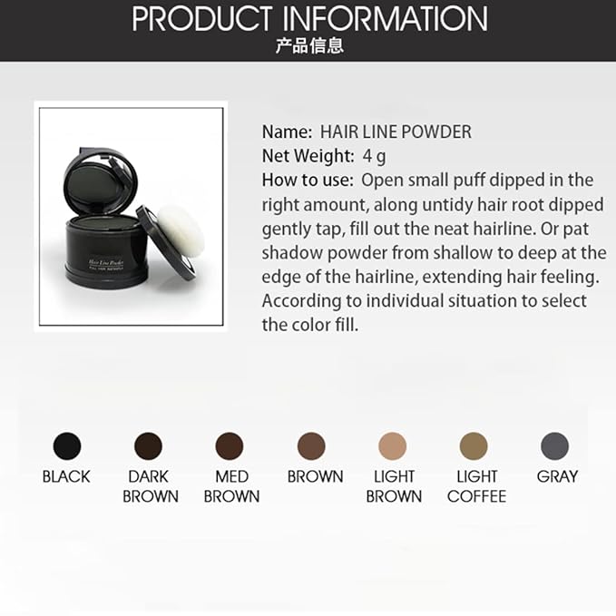Hairline Powder (Medium Brown) - Instantly Cover Gray Roots, Hair Touch-Up, Hair Color Shadow for Thin Hair