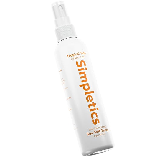 Simpletics Himalayan Sea Salt Hair Spray (Tropical Scent) – Natural 5-Ingredient Formula for Beach Waves & Volume – Light Hold, Non-Greasy, Paraben & Sulfate Free – Unisex 8 fl oz