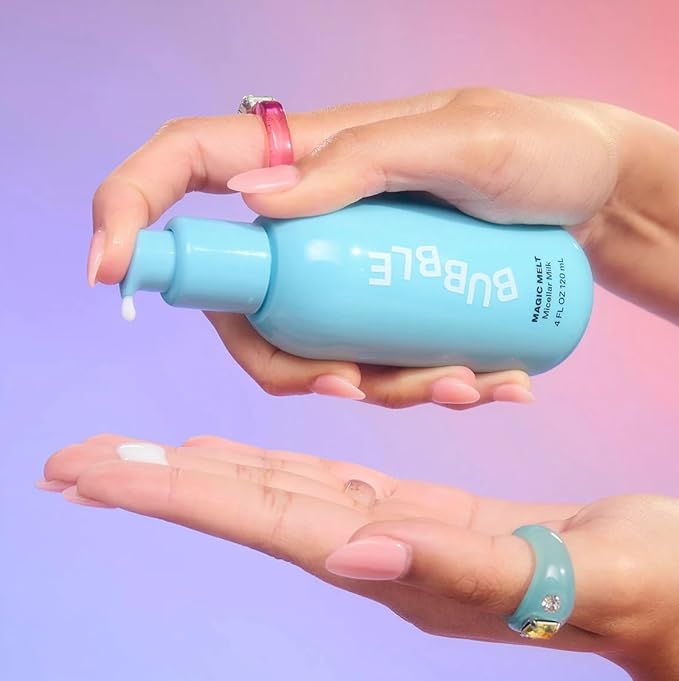 Bubble Skincare Magic Melt Makeup Remover - Micellar Milk Eye Makeup Remover Infused with Raspberry Seed Oil - Hydrating & Soothing Preppy Skikncare for Soft, Refreshed Skin (120ml)