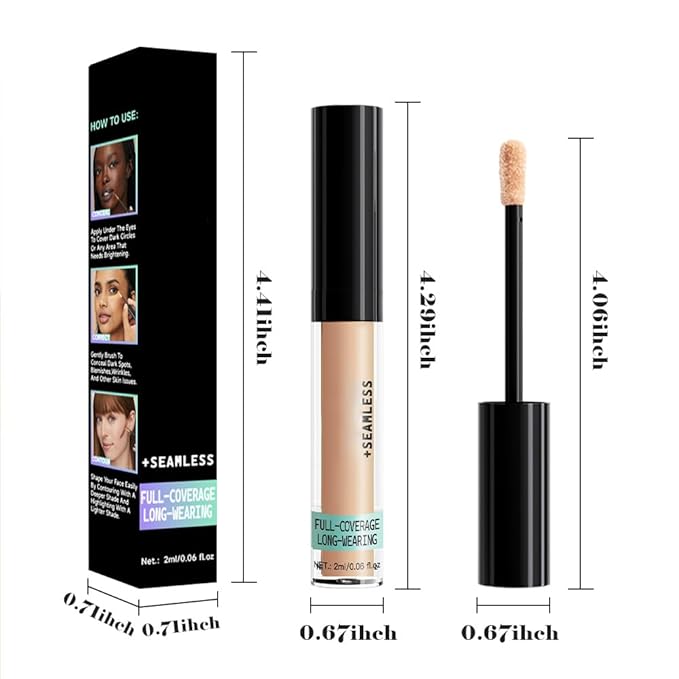Liquid Concealer Makeup, Natural Coverage for Older Women, Under Eye Brightener Full Coverage Concealer for Dark Circles, Lightweight, Covers Oil-Free, Vegan & Cruelty-Free, A03 Light Medium