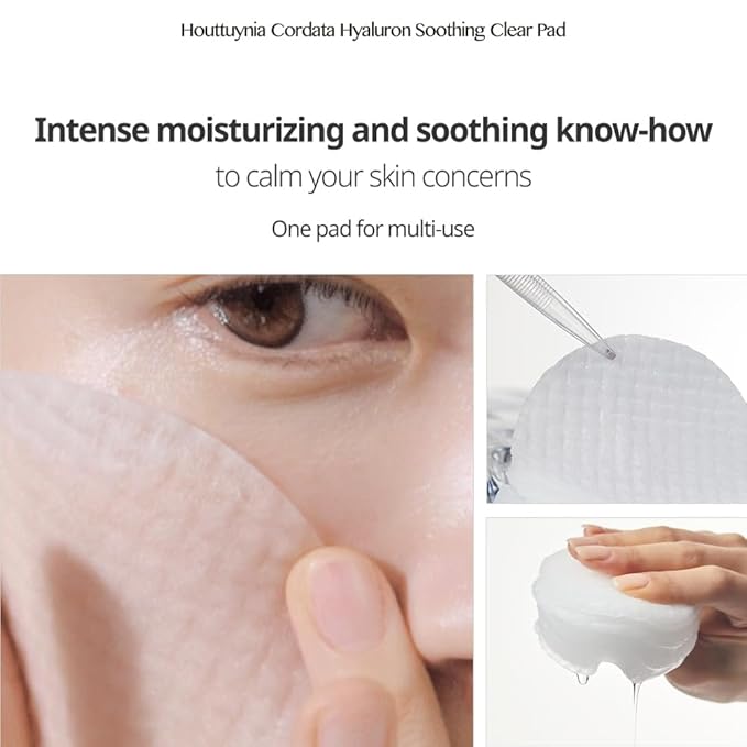 GOODAL Heartleaf Houttuynia Cordata Hyaluron Soothing Clear Pad 70 Sheets, Calming Redness Relief Daily Facial Toner Pad for Sensitive Skin, Korean Skin Care, Instant Cooling