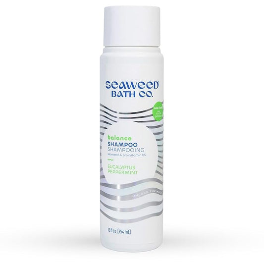 Seaweed Bath Co. Balance Shampoo, Eucalyptus Peppermint Scent, 12 Ounce, Sustainably Harvested Seaweed, Pro Vitamin B5, For Normal to Oily Hair