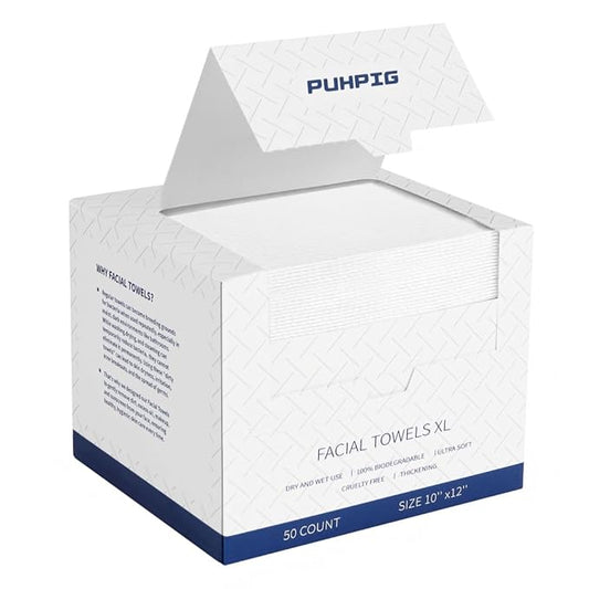 Disposable Face Towels 100% USDA Biobased Makeup Remover Dry Wipes Face Towelette, 10in X 12in Large Size Super Soft & Thick Face Cloths for Sensitive Skin 50 Ct /1 Pack
