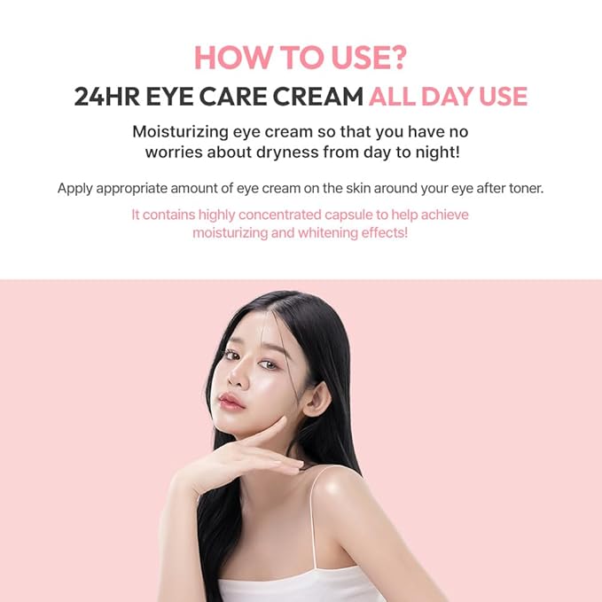 G9SKIN White In Milk Capsule Eye Cream - Lightweight Daily Eye Care Hydrating Brightening Korean Eye Cream for Dark Circles & Fine Lines, 30g