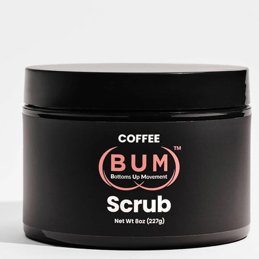 (BUM) Coffee Scrub - Exfoliating Sugar Body Polish, Hydrates, Moisturizes, Anti Cellulite & Stretchmark Treatment, with Organic Shea, Coconut Oil, Rosehip, Vitamin E, & Jojoba, Natural Deodorant, 8oz
