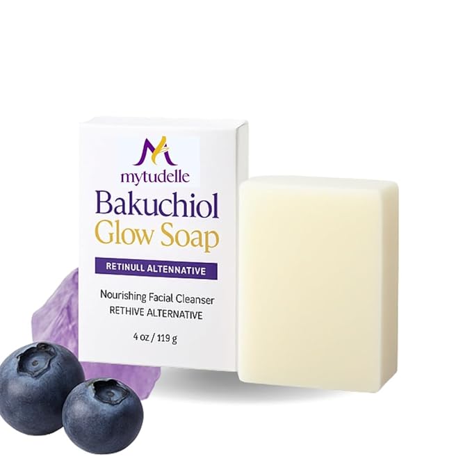 Bakuchiol Glow Soap – Natural Retinol Alternative Facial Bar – Anti-Aging, Brightening, Hydrating Cleanser for Sensitive, Dry or Dull Skin – Vegan, Gentle, Plant-Based – 4oz