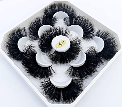 HBZGTLAD new 5 Pairs 25 mm 3d Mink Lashes Bulk Faux with Custom Pack Short Wholesales Natural False Eyelashes (9D-14)