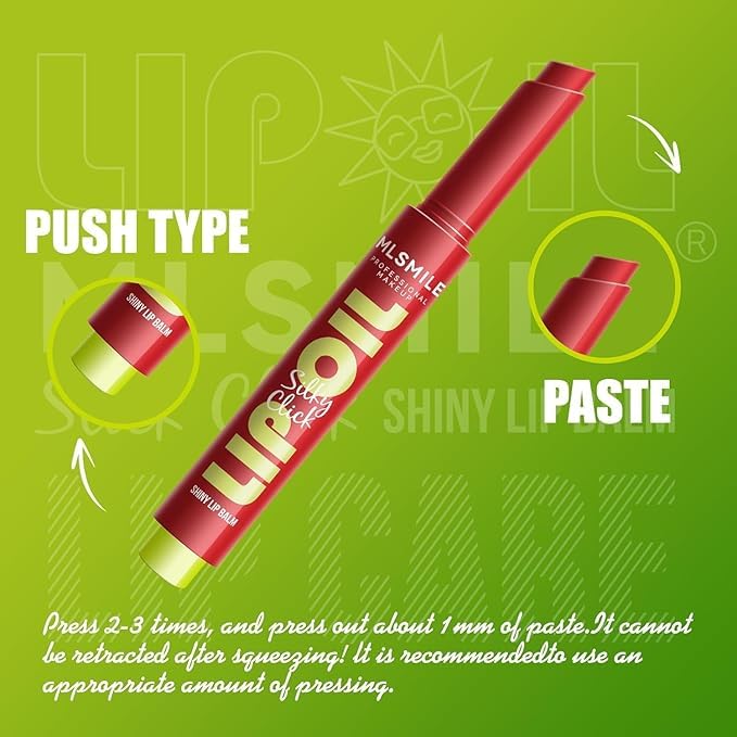 3 Colors Fat Lip Oil Click Slick,Press Lipstick Set, moisturizing and nourishing long-lasting lipstick, non-sticky high-pigment glossy lip oil, lightweight and shiny coconut oil lip plumper (Set-C)