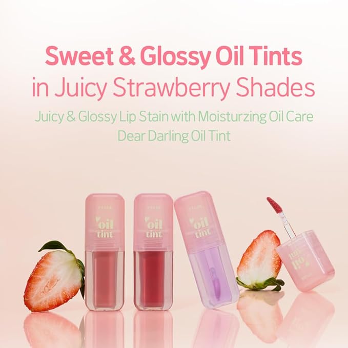 ETUDE Dear Darling Oil Tint #7 Honey Vanilla 4.2g | High Moisturizing and Strong Hydrating Lip Oil/Lip Gloss | Smooth and Moist Lips | Non-Sticky Lip Oil Tint For Dry Lips | Korean Makeup