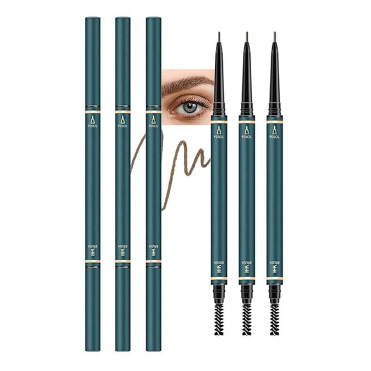 Fine Tip Eye Brow Pencils for Women, Ultra-Fine Mechanical Pencil with Eyebrow Brush,Draws Tiny Brow Hairs, 3 Pcs Waterproof Dual-Sided Defines, Fills Brows, Shapes, Contours, Combs-Dark brown