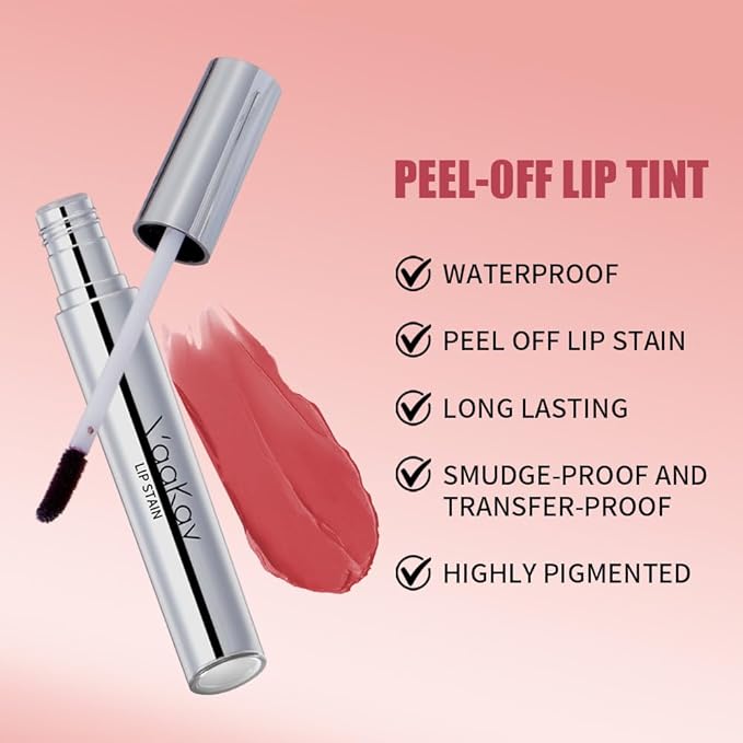 Peel Off Lip Tint Matte Long-Lasting Lip Liner Tattoo Waterproof Temperature Color Sense Lip Stain Smudge Proof Transfer Proof Highly Pigmented Gift for Girl(02 Orange Light)
