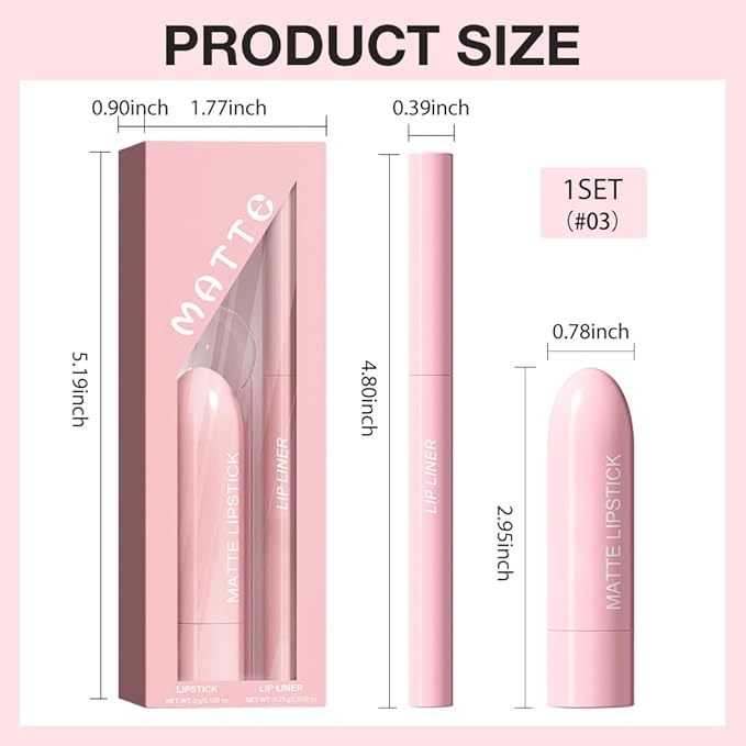 2 in 1 Matte Lipstick Lip Liner Pencil Set,Orange Waterproof Lip Stick Lip liner Combo for Old Women Long Lasting Lipstick,labiales mate 24 horas originales