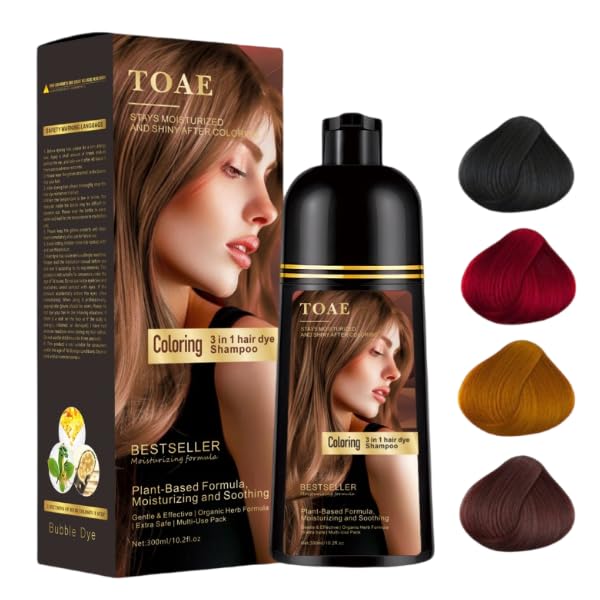 3-in-1 Hair Dye Shampoo, Instant Hair Dye Shampoo for Men & Women, Moisturizing Formula, 10.20fl oz - 300ml (Chestnut Brown)
