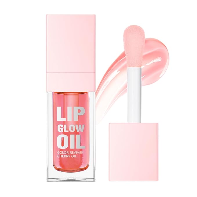 CHIFURE Hydrating Lip Oil, Plumping Lip Gloss, Moisturizing Lip Balm, Transparent Lip Oil, Non-Sticky Long Lasting Lip Gloss, Tinted Lip Balm for Lip Care,0.28 OZ (#001-Pink, 0.28 OZ)