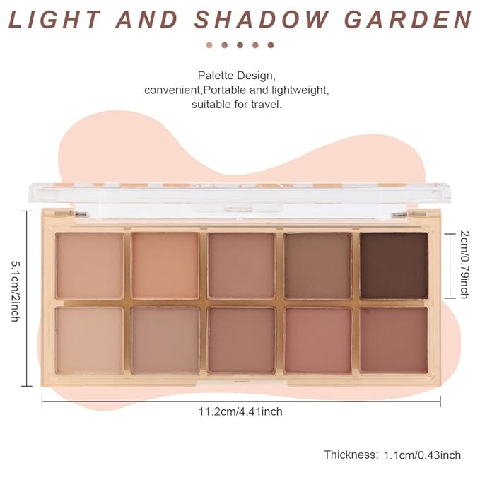 evpct 10 Colors Matte Nude Eye Shadow Palette Makeup for Older Women, Nude Brown Pink Cocoa Taupe Mauve Neutral Matte Cream Smokey Mini Eyeshadow Palette for Blue Green Eyes, Contour Makeup Palettes 5