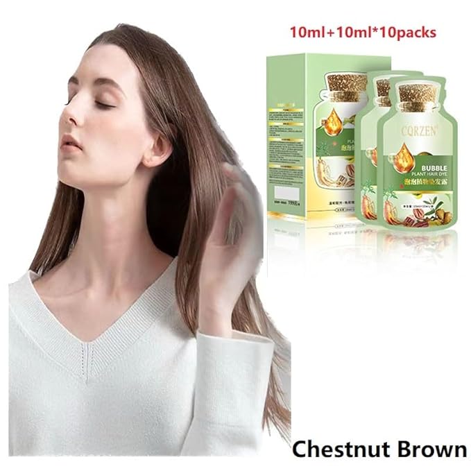 HUANG YI Natural Plant Hair Dye Shampoo Pure Plant Extract For Grey Hair Color Bubble Dye. (Chestnut Brown)