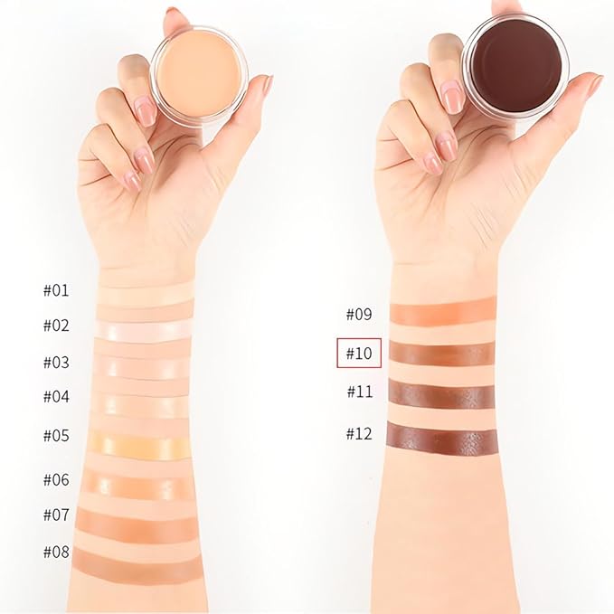 Kaely Cream Pot Concealer Full Coverage Makeup Set, Under Eye Brightener Color Correcting Concealer for Dark Circles, Waterproof Foundation Palette with Brush, Eye Ring Corrector de ojeras, 10