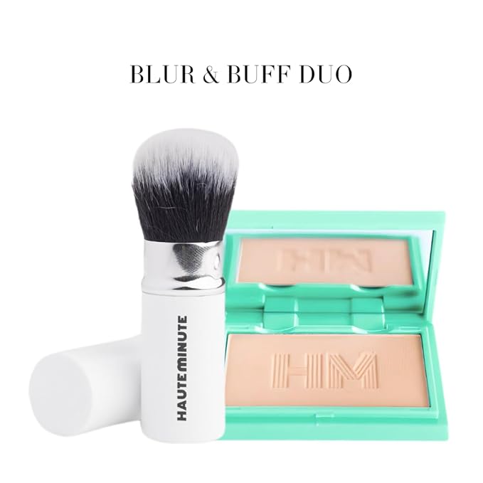 Mini Glamstick Retractable Powder Brush - Travel Face Makeup Brush for Liquid, Cream Buffing & Blending, Cruelty-Free Bristles