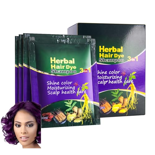 Purple Hair Dye Shampoo 3 in 1 for Women/Men Hair Color, Herbal Natural Dye Cover Gray Grey Coverage Permanent Instant | Easy to Use | Travel Size (Purple)