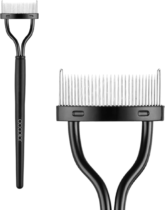 Docolor Eyelash Comb Eyelash Separator Tool Mascara Applicator Eyelash Brush Lash Separator Tool Comb Arc Designed Cosmetic Brushes Tool, with Comb Cover (Black)