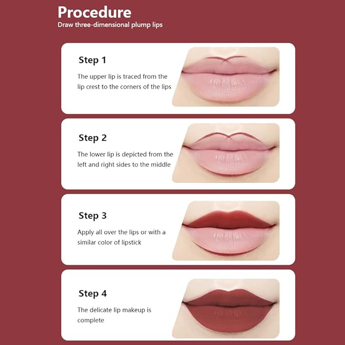 Matte Calligraphy Liquid Lip Liner Lipstick Pencil, Red Brown Long-Lasting Transfer-Proof Lip Stain Halloween Birthday Party Wear, Sheer Buildable Color, Fades to a Natural Wash of Colors