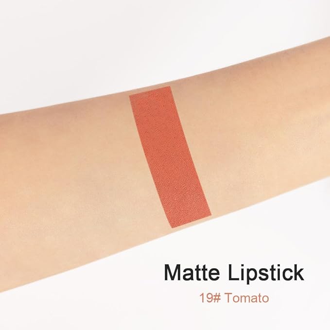 Generic Deep Dark Red Matte Lipstick and Lip Crayon Liner Pencil Pen Set for Women Lip Stain Long Lasting Waterproof labiales (1, 1Pcs 19# Yellow Brown)