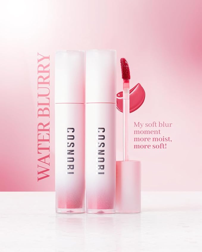 COSNORI Water Blurry Tint - Vegan Blurry Lip Tint, Lightweight & Long-lasting, Moist-watery texture, Flawless blurred lip (03 Rose Doux)
