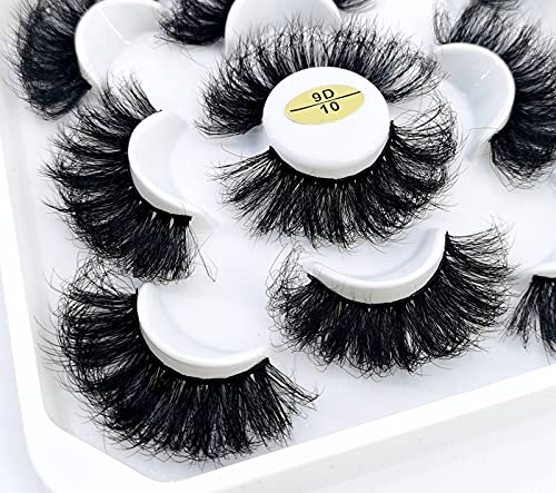 HBZGTLAD 5 Pairs 25mm 3D Mink False Eyelashes with Custom Natural Mink Lashes, Handmade, Reusable, Black