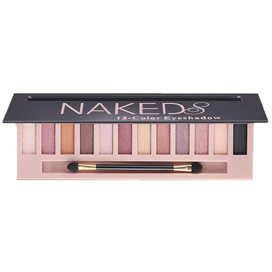 12-Color Nude Eyeshadow Palette - Natural Nude Matte & Shimmer Glitter Pigment Eye Shadow Palette Set - Waterproof Smokey Professional Beauty Makeup Kit (B Shimmer)