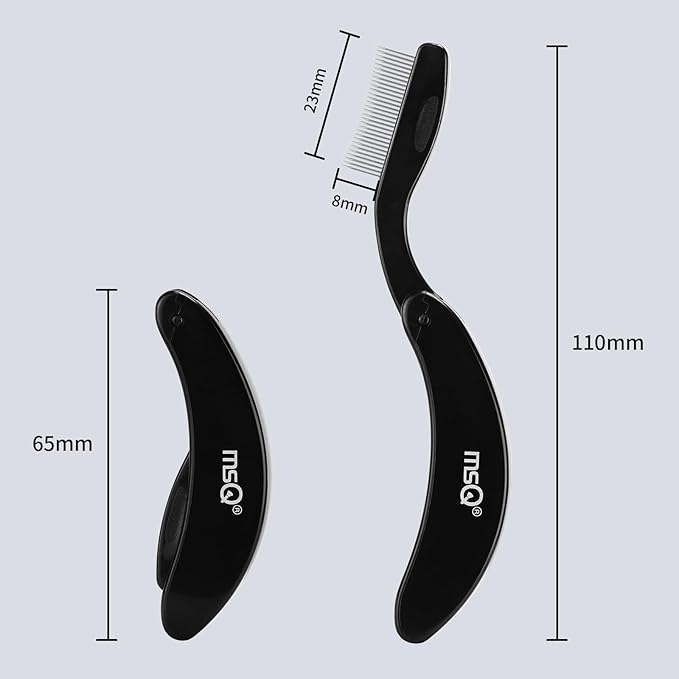 Eyelash Comb MSQ Eyelash Separator Tool Eyelash Comb Separator Folding Eyelash Brush Separator Lash Comb for Eyelash Makeup Brush (Black)