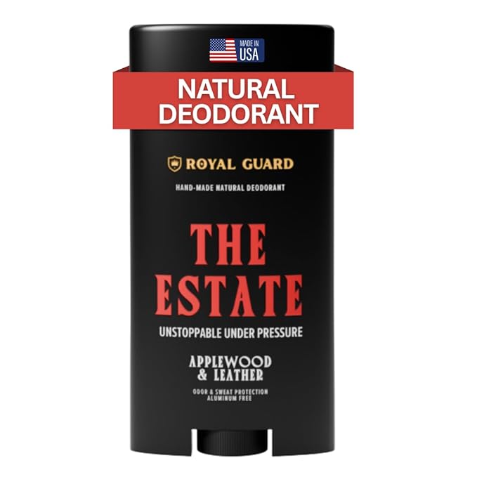 Royal Guard Natural Deodorant for Men - The Estate - Aluminum Free, Organic, Vegan, Chemical-Free, Non-Toxic, Hypoallergenic - Applewood & Leather Scent (1)