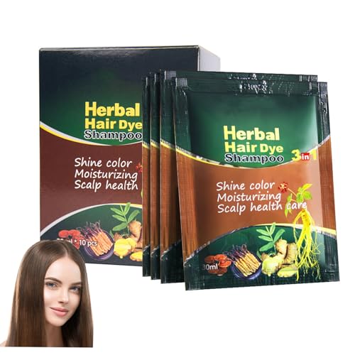 Chestnut Brown Hair Dye Shampoo 3 in 1 for Women/Men Hair Color, Herbal Natural Dye Cover Gray Grey Coverage Permanent Instant | Easy to Use | Travel Size (Chestnut Brown)