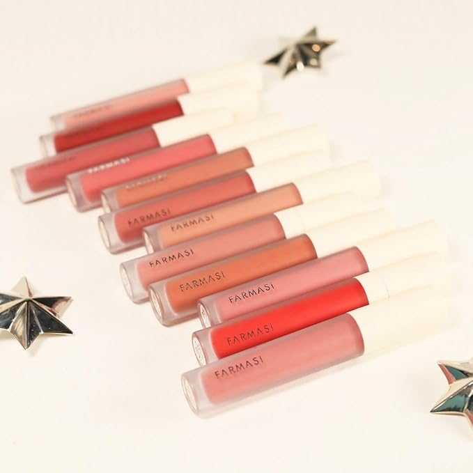 FARMASi Make Up Matte Liquid Lipstick, Long-Lasting and Ultra-comfortable, High-Impact, Lightweight, Organic, Pure Pigments 0.14 fl.oz (Super Star)