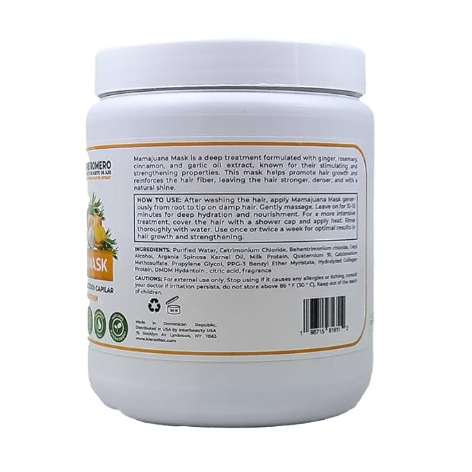 Mamajuana Hair Mask - Deep Treatment with Ginger, Rosemary, Cinnamon & Garlic Oil Extract - Hair Mask for Dry Damaged Hair and Growth, Paraben & Sulfate Free Hair Treatment (36 OZ)