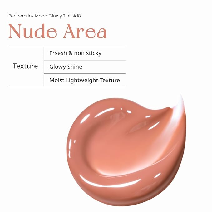 Peripera Ink Mood Glowy Tint | Lip-Plumping, Naturally Moisturizing, Lightweight, Glow-Boosting, Long-Lasting, Comfortable, Non-Sticky, No White Film (018 NUDE AREA (HONEY K-OOKIE))
