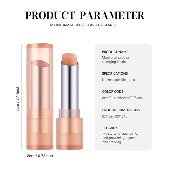 Moisturizing Lip Balm – Hydrating Nourishing Lip Care with Natural Ingredients, Vitamin E & Shea Butter, Smooth Non-Sticky Tinted Lip Balm for Dry & Chapped Lips, Soft Glossy Lipstick for Daily Use 3#