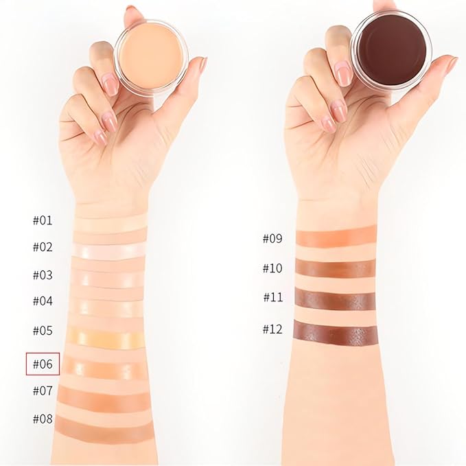 Kaely Cream Pot Concealer Full Coverage Makeup Set, Under Eye Brightener Color Correcting Concealer for Dark Circles, Waterproof Foundation Palette with Brush, Eye Ring Corrector de ojeras, 06